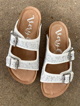 Tulsa Town Tooled Sandals (White/Gray) - Deer Creek Mercantile