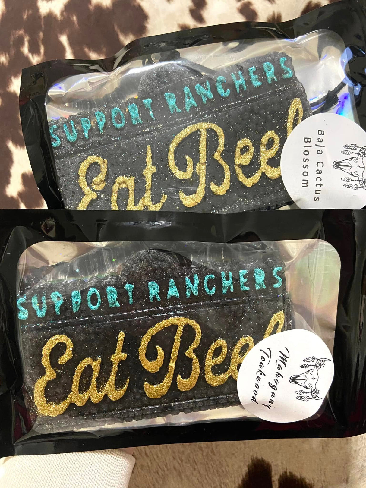 Support Ranchers Eat Beef Car Freshie Air Freshener *Gold/TQ - Deer Creek Mercantile