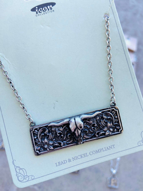 No Bull Tooled Necklace - Deer Creek Mercantile