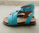 Afton's Turquoise Tooled Western Sandals - Deer Creek Mercantile