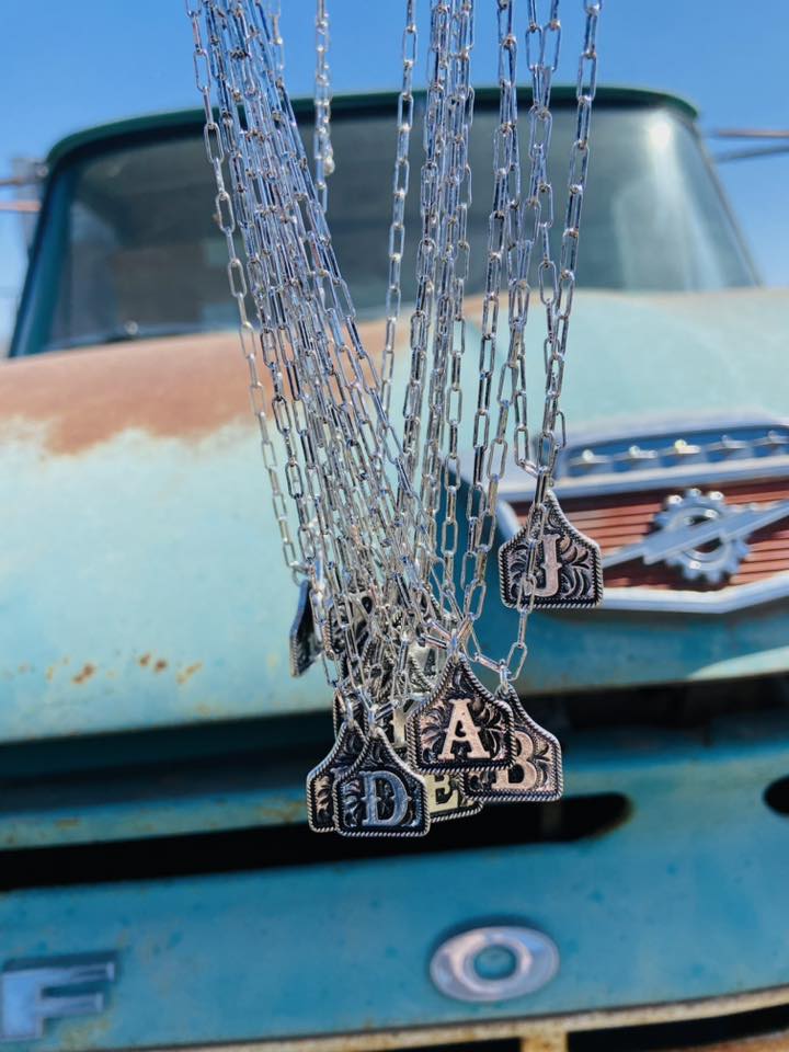 Western Cattle Tag Initial Necklace - Deer Creek Mercantile