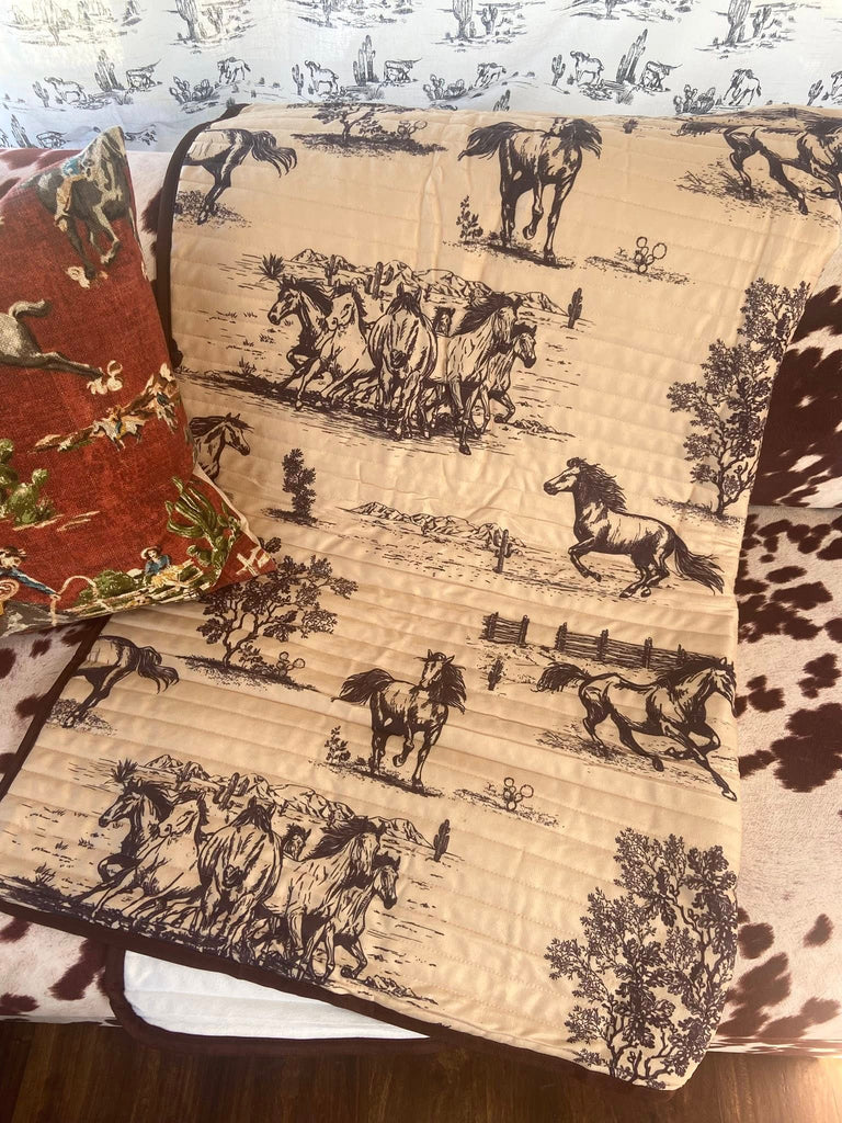Ranchland Horses Plush Microfiber Quilt Throw Blanket - Deer Creek Mercantile