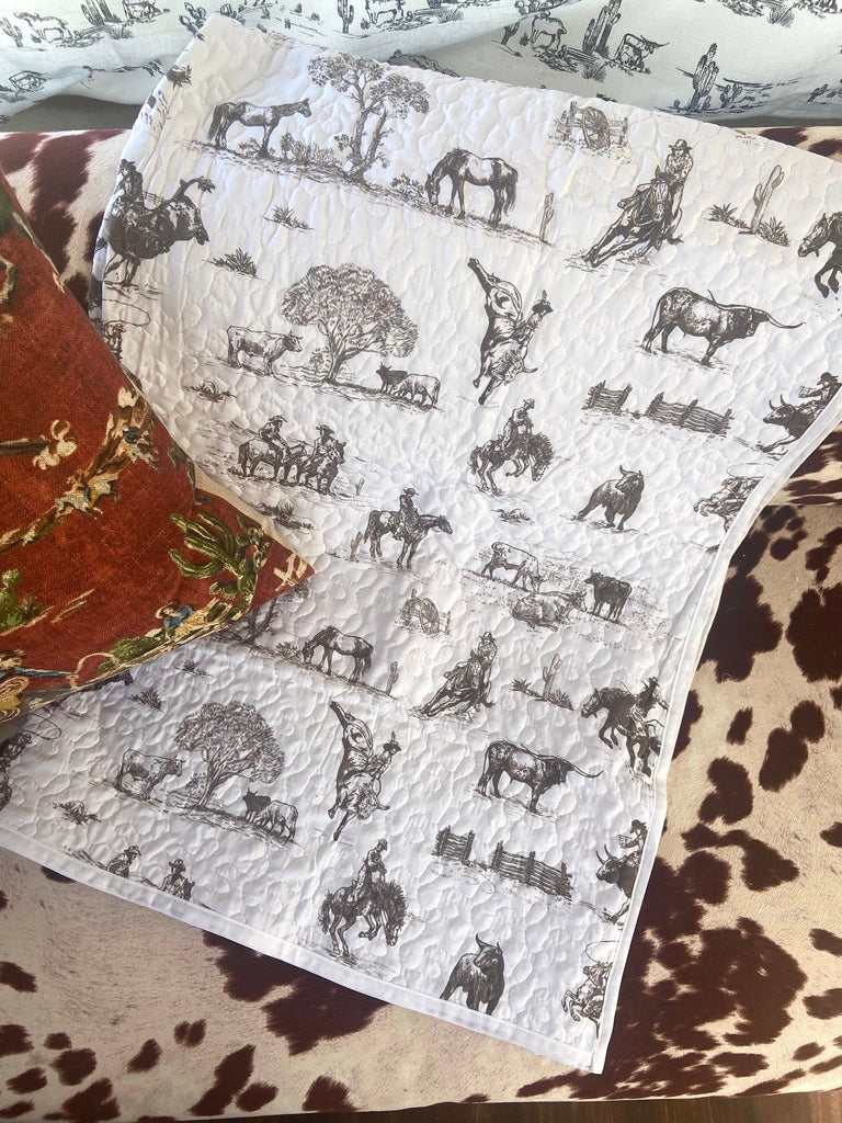 Ranch Living Toile Decorative Throw Quilt Blanketk - Deer Creek Mercantile