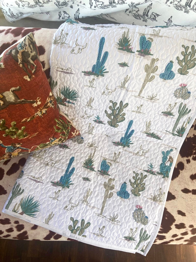 Saguaro Desert Southwestern Cactus Throw Quilt Blanket - Deer Creek Mercantile