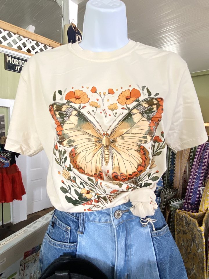 Boho Butterfly Graphic Tee *Ivory - Deer Creek Mercantile