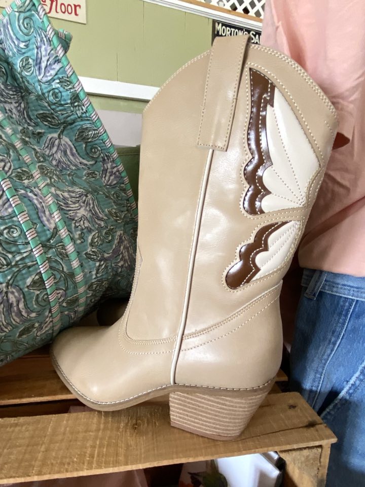 Boho Butterfly Western Boot *Tan - Deer Creek Mercantile