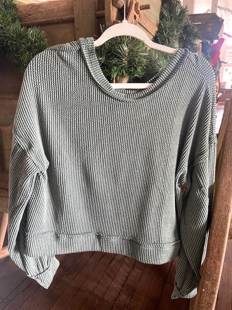 Winter 2024 Oversized Ribbed Top *Moss - Deer Creek Mercantile