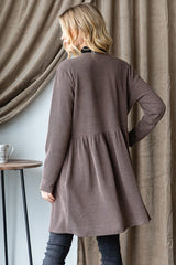 Rustic Ribbed Open Long Sleeve Cardigan *Brown - Deer Creek Mercantile