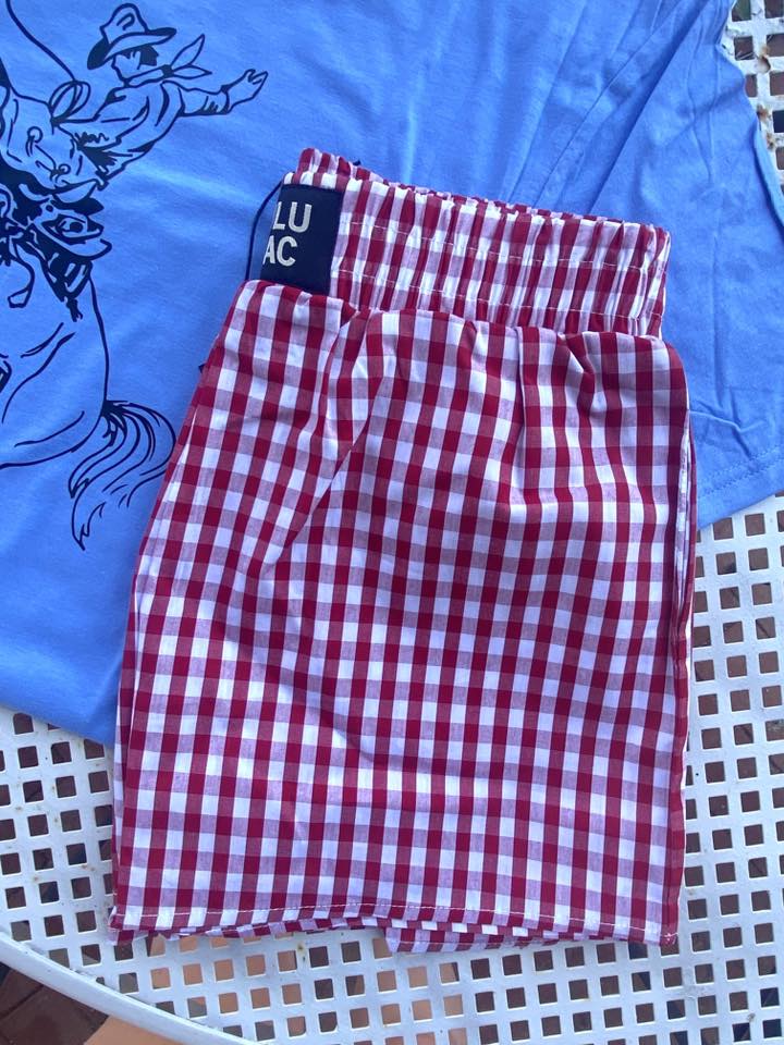 Gingham Pull On Boxer Shorts *Red - Deer Creek Mercantile