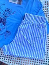Blue Striped Pull On Boxer Shorts *Blue - Deer Creek Mercantile