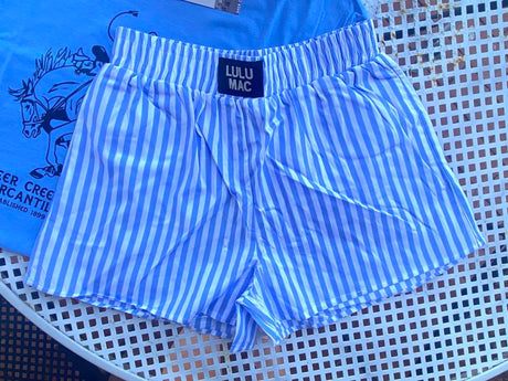Blue Striped Pull On Boxer Shorts *Blue - Deer Creek Mercantile