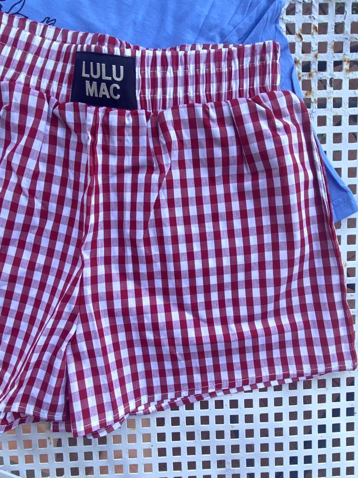 Gingham Pull On Boxer Shorts *Red - Deer Creek Mercantile