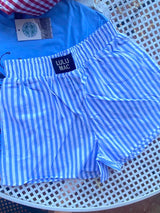 Blue Striped Pull On Boxer Shorts *Blue - Deer Creek Mercantile