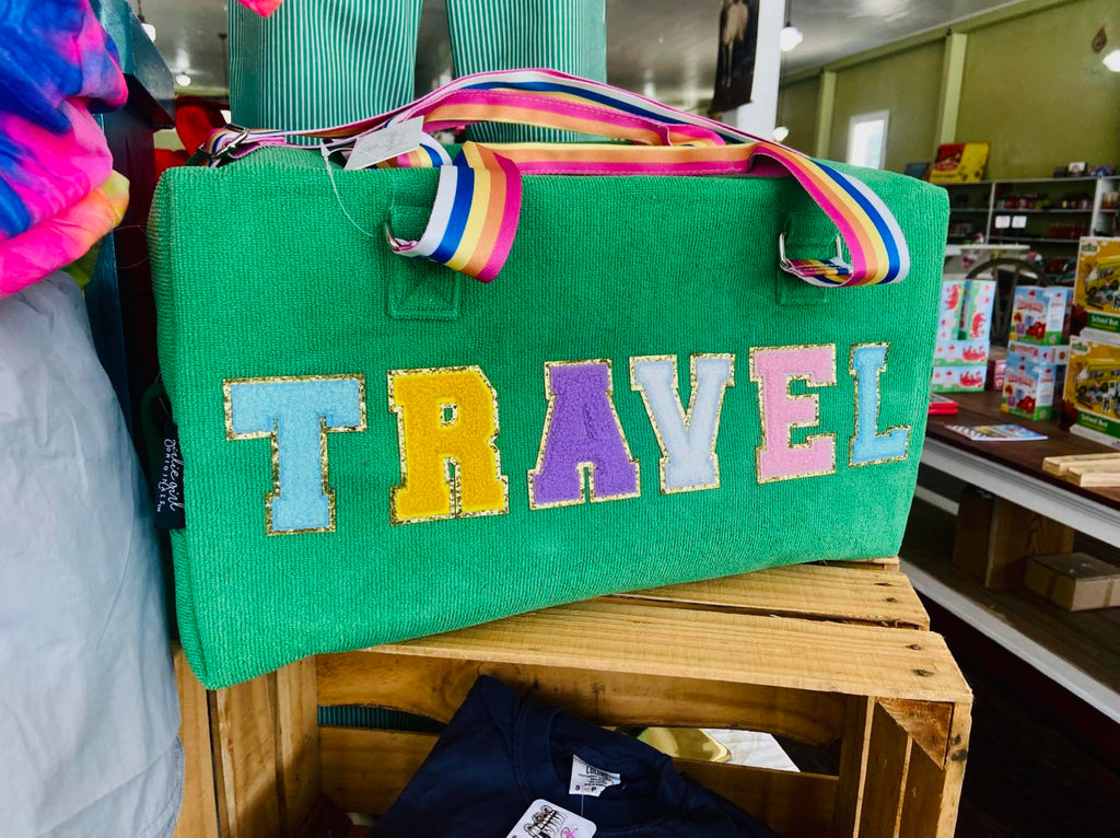 Terry Cloth Travel Duffle Bag * Green - Deer Creek Mercantile