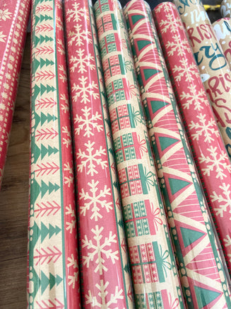 Kraft Multi-Print Present/Snowflake Christmas Wrapping Paper - Deer Creek Mercantile