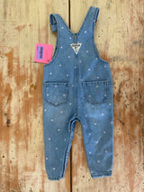 Pre-Loved OshKosh Pink Heart Denim Overalls (Size 12 Months) - Deer Creek Mercantile
