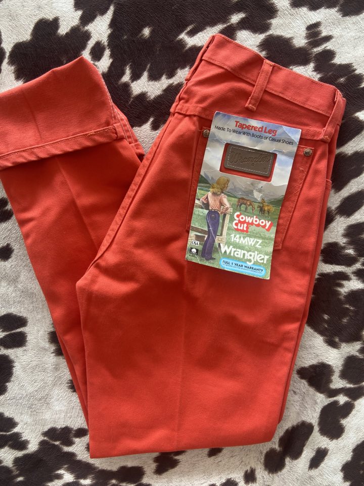 NOS Vintage Wrangler Cowboy Cut 14MWZ Orange/Red Denim Jeans // 1970s - Deer Creek Mercantile