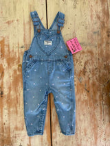 Pre-Loved OshKosh Pink Heart Denim Overalls (Size 12 Months) - Deer Creek Mercantile