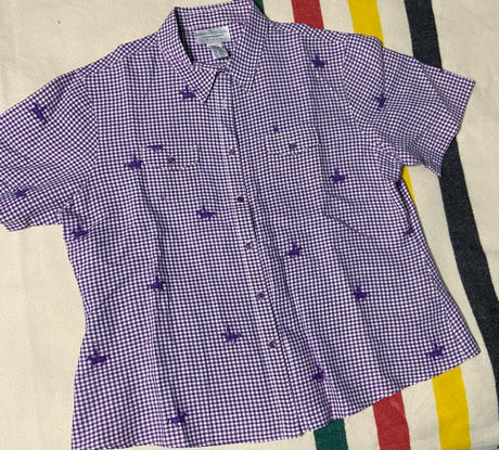 Vintage Wrangler Blues Purple Gingham Horse Top *Size XL - Deer Creek Mercantile