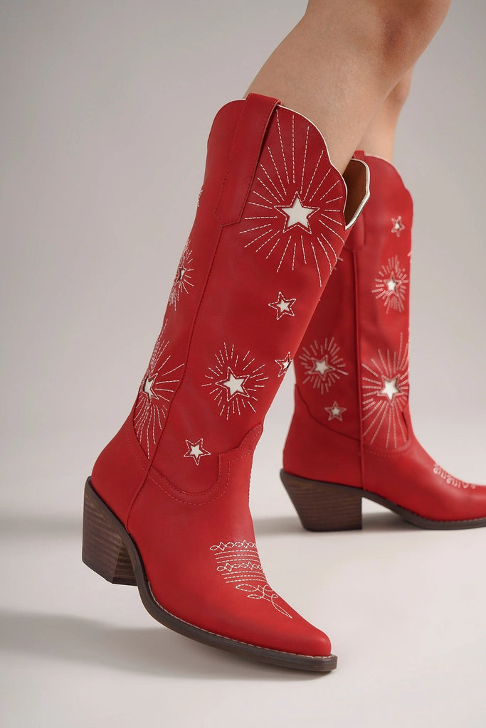 Star Worthy Western Boots *Red/White Stars - Deer Creek Mercantile