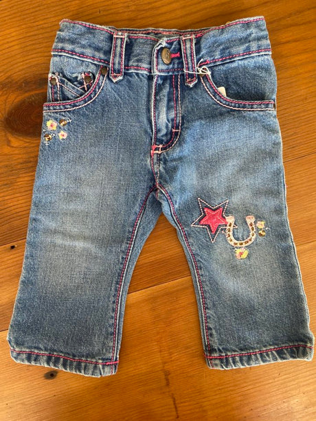 Pre-Loved Wrangler Infant Girls Jeans Star/Horseshoe Size 6/9M - Deer Creek Mercantile