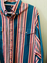 Vintage ROPER Striped Green/Yellow/Peach 90s Western Shirt *Size XL - Deer Creek Mercantile