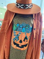 Leopard Candy Basket Halloween Graphic Tee - Deer Creek Mercantile