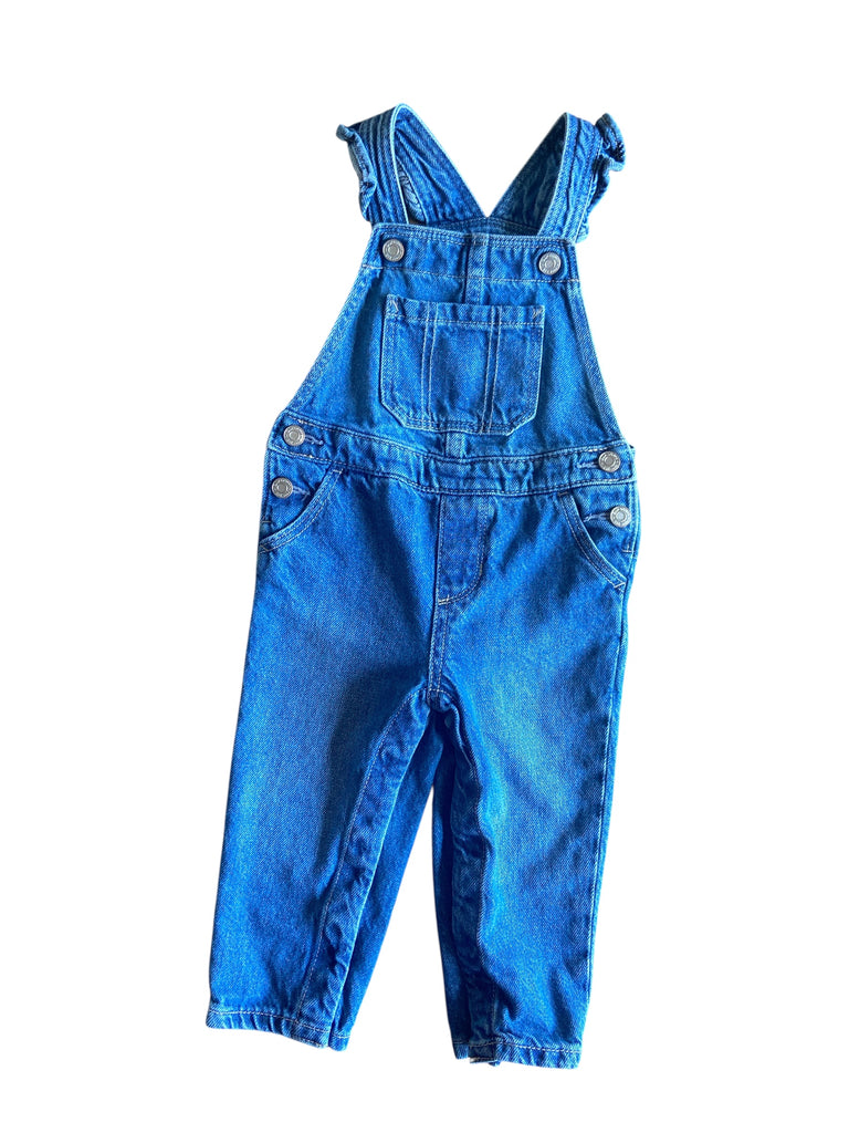 Pre-Loved Girls Gap Denim Overalls Size 18/24 M (Ruffle Sleeve) - Deer Creek Mercantile