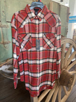 Wrangler Retro® Americana Plaid Boyfriend Shirt - Red - Deer Creek Mercantile