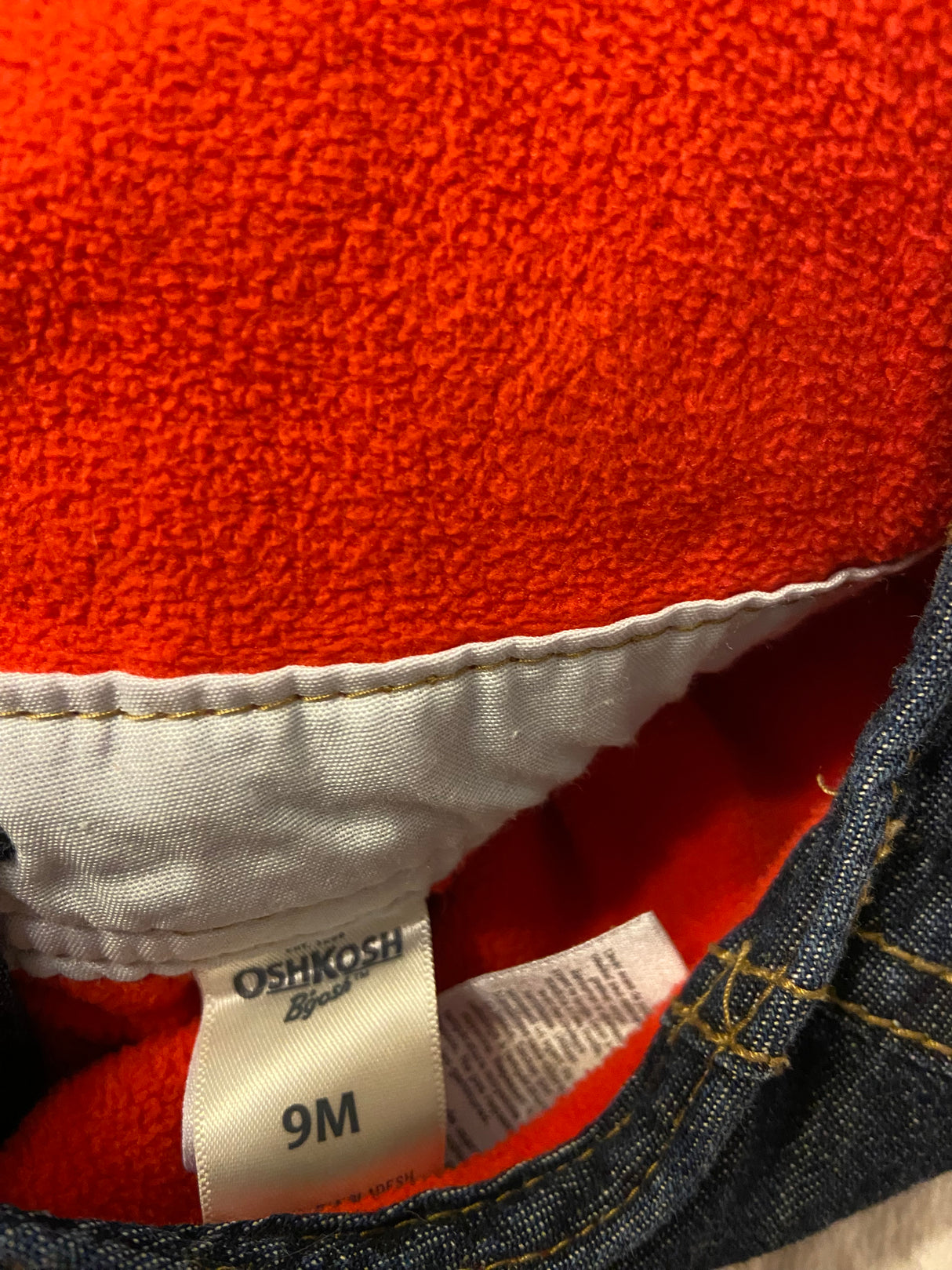 Pre-Loved Oshkosh Red Fleece & Denim Overalls *9 Months - Deer Creek Mercantile