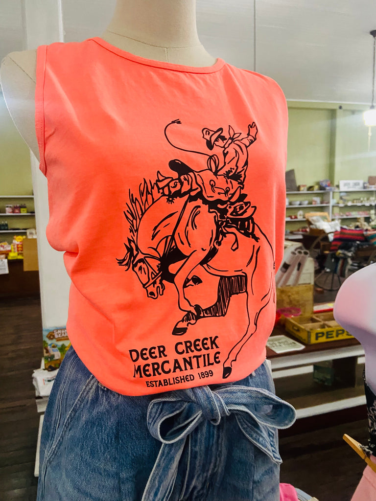Deer Creek Mercantile Cool Cowboy Tank Top *CORAL - Deer Creek Mercantile