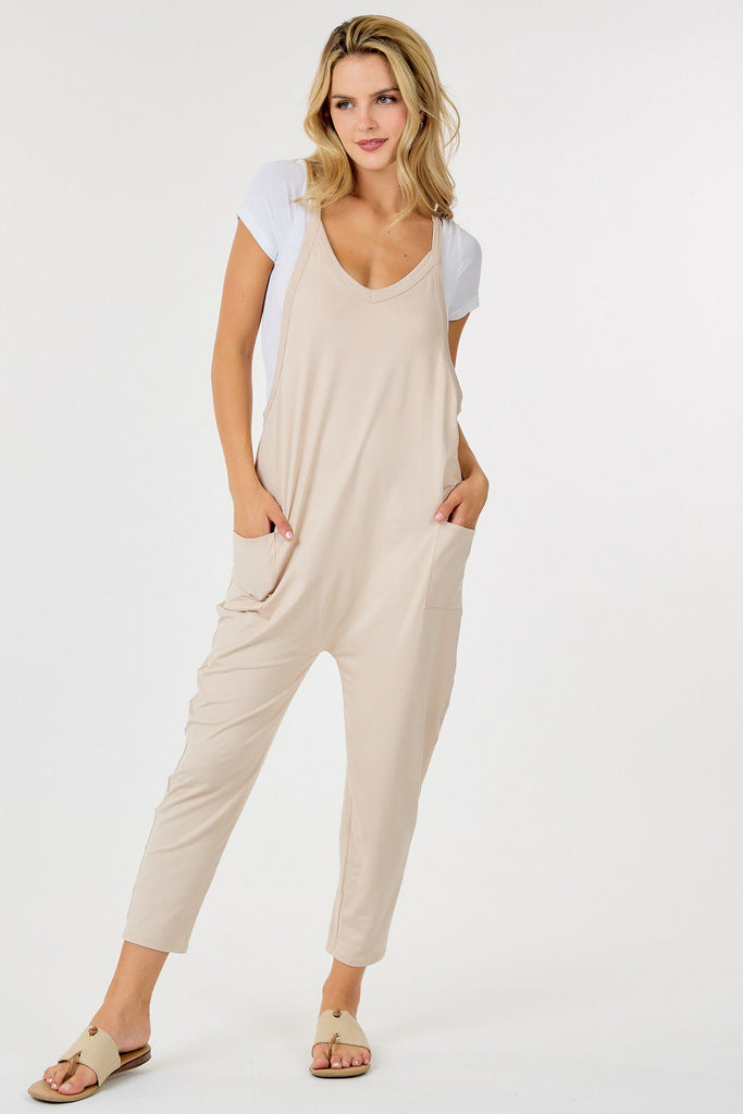Mad About You Mocha Sleeveless Jumpsuit Overall - Deer Creek Mercantile
