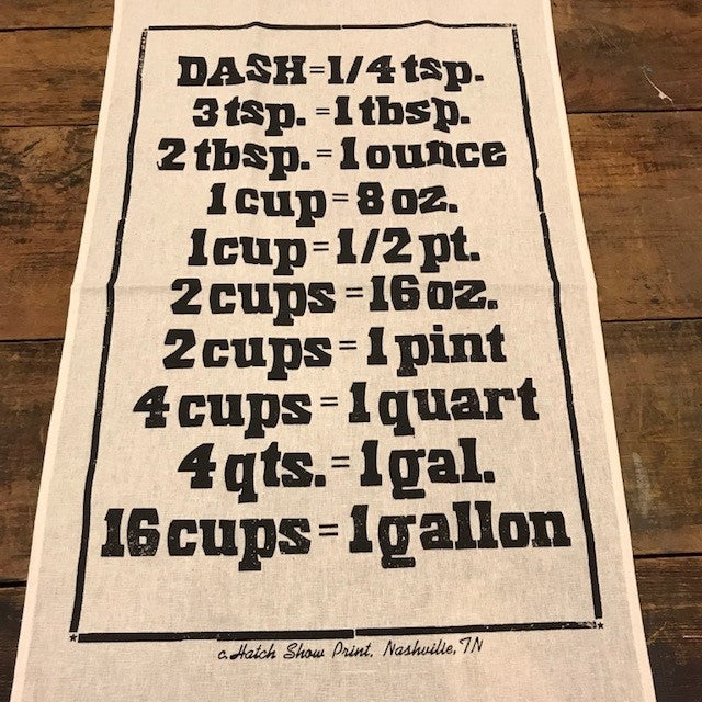 Measurement Dish Towel - Hatch Show Print - Deer Creek Mercantile