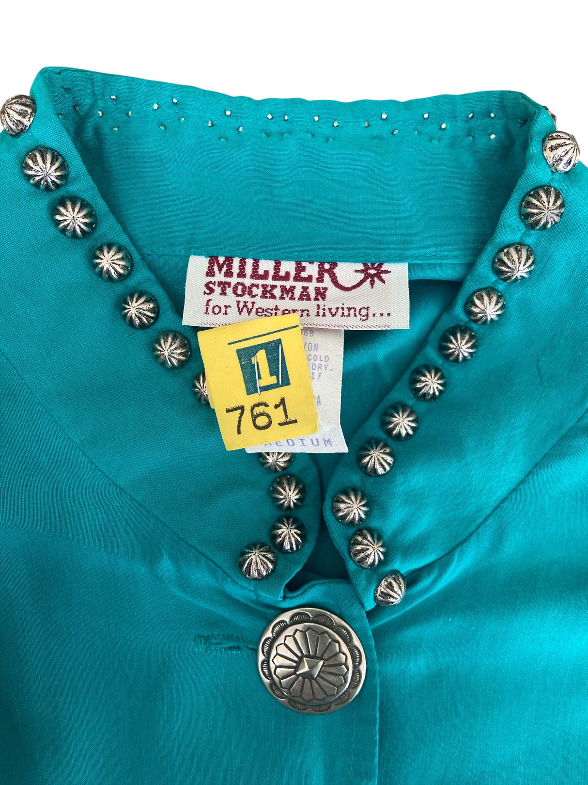 Vintage Miller Stockman Turquoise Western Top 1980s *Size Medium - Deer Creek Mercantile