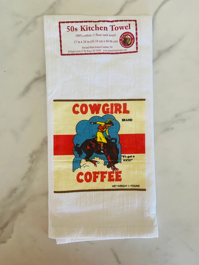 Cowgirl Coffee Retro Kitchen Towel - Deer Creek Mercantile