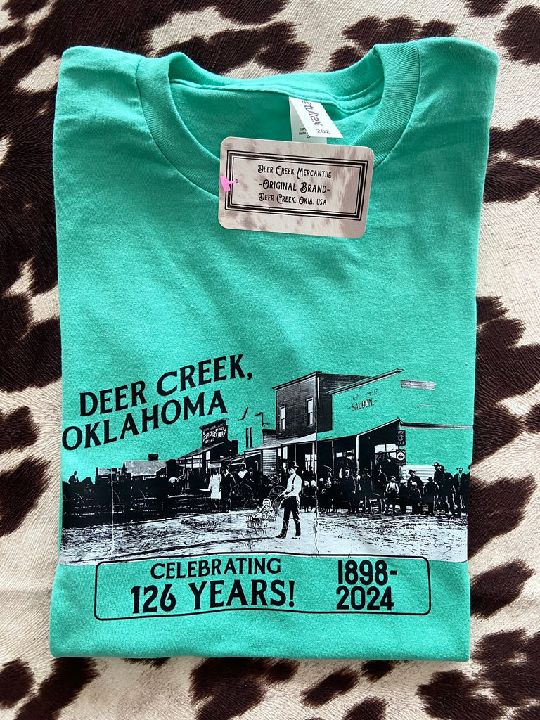"The Classic" 126th Anniversary of Deer Creek Graphic Tee (Tulex-Mint) - Deer Creek Mercantile