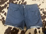 VINTAGE Lee Distressed Railroad Stripe Denim Shorts - Deer Creek Mercantile
