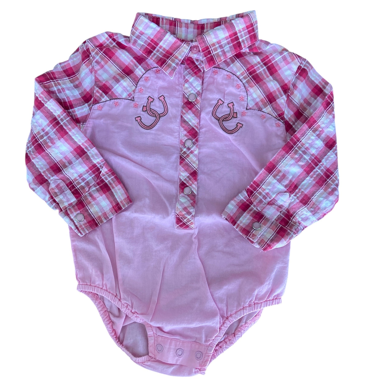 Pre-Loved Pink Western Baby Girls Onesie *24 Months - Deer Creek Mercantile