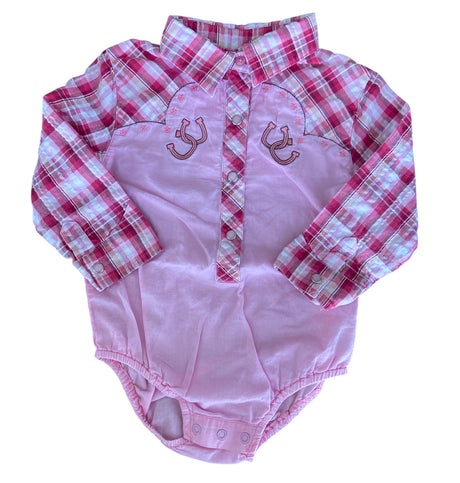 Pre-Loved Pink Western Baby Girls Onesie *24 Months - Deer Creek Mercantile