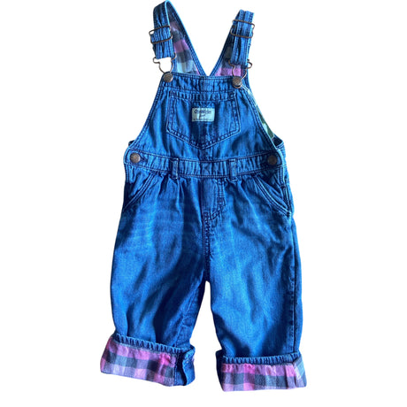 Pre-Loved Baby Girls OshKosh Overalls W/ Plaid Lining Size 18M - Deer Creek Mercantile