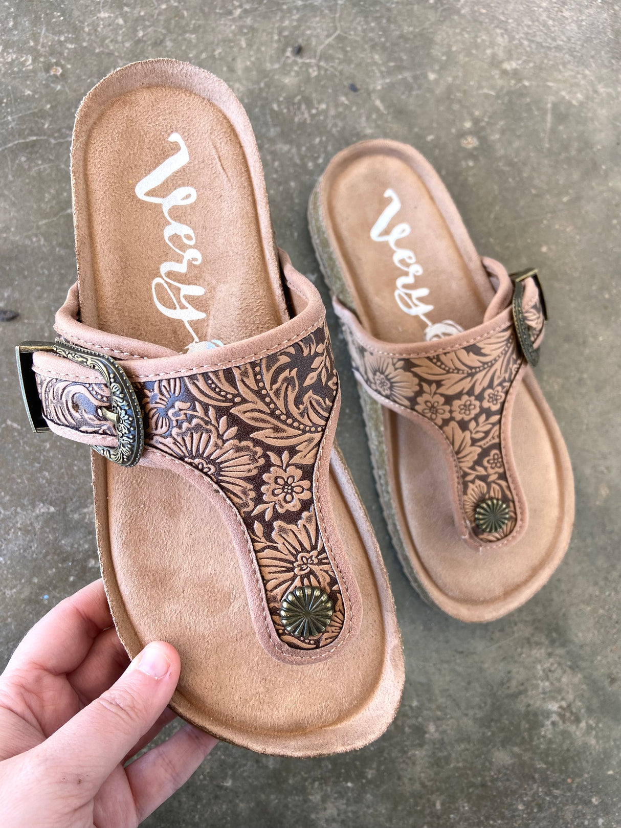 Sunny's Tooled Sandal * Tan - Deer Creek Mercantile