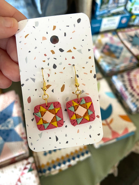 Jubilee Quilt Pattern Dangle Earrings - Deer Creek Mercantile