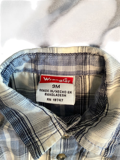 Pre-Loved Wrangler Blue Plaid Onesie *9 Months - Deer Creek Mercantile