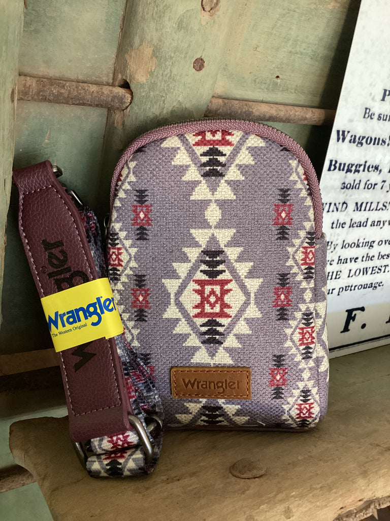 Wrangler Southwest Print Crossbody Sling Chest Bag - Lavender - Deer Creek Mercantile