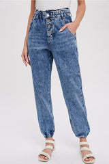 Denim Dreams Paperbag Denim Joggers - Deer Creek Mercantile