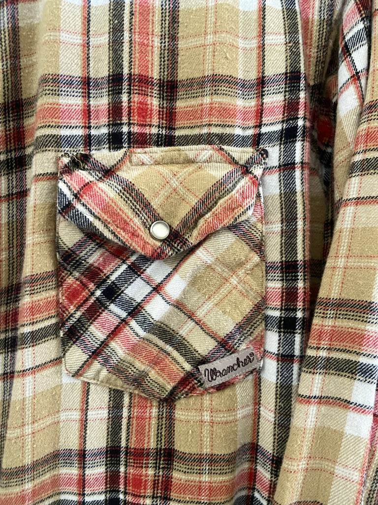 Vintage Wrangler Wrancher Tan Flannel Shirt *LT - Deer Creek Mercantile