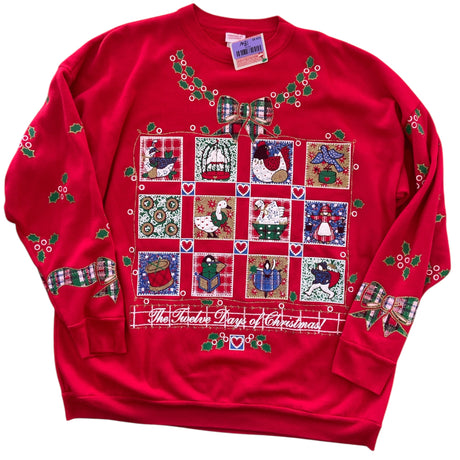Vintage Mainstreet Christmas Sweatshirt 12 Days of Christmas *XL 18W - Deer Creek Mercantile