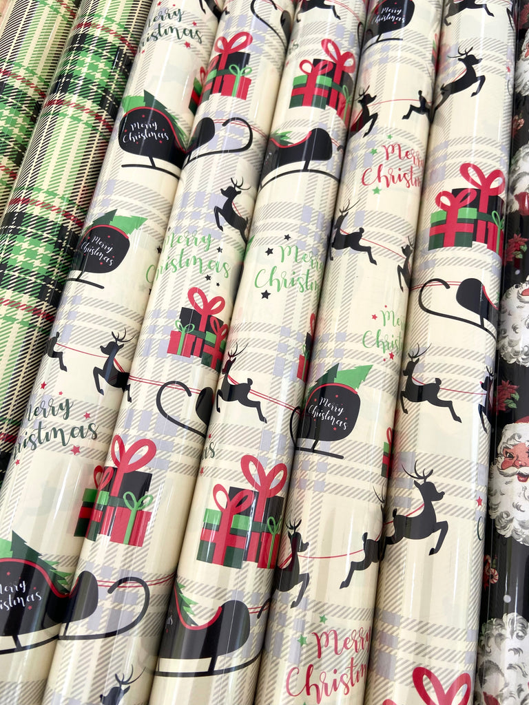Reindeer Sleigh Wrapping Paper - Deer Creek Mercantile