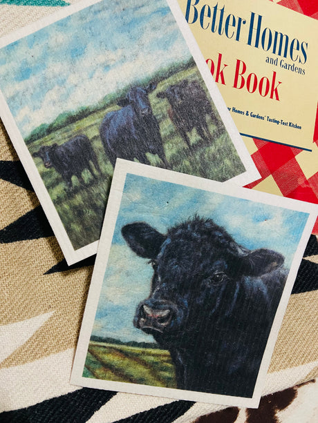 Angus Cows Swedish Dish Cloth Set - Deer Creek Mercantile