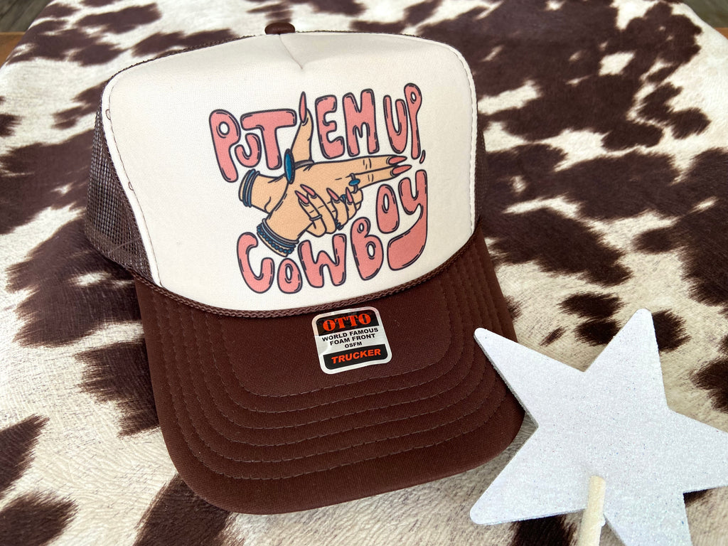 Put Em Up Cowboy Trucker Hat *Brown/Cream - Deer Creek Mercantile